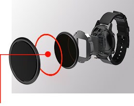 Imagen que muestra las capas separadas de un reloj inteligente