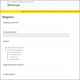 3M Academy Registration form Screen
