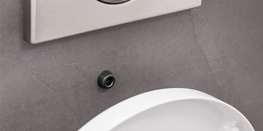 Tope adhesivo de protección para paredes. Tope adhesivo de protección para uso sanitario
