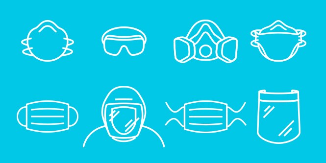 Illustrations of different types of PPE
