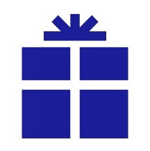 Ícono azul de regalo.