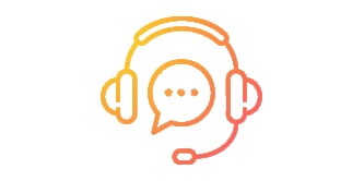 Gráfico de auriculares con burbuja de chat.
