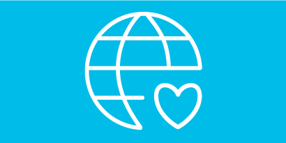 globe symbol with heart
