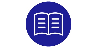 Simple line icon of an open magazine
