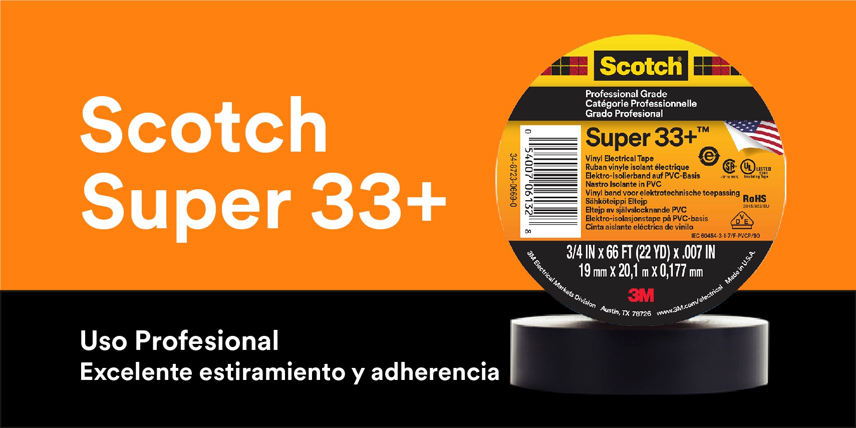 Imagen del producto Cinta aislante de vinilo Super 33+ de 3M
